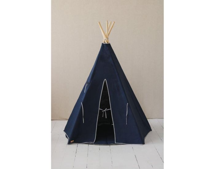 MOI MILI Tente Tipi Lin Naturel - Bleu Marine (3)