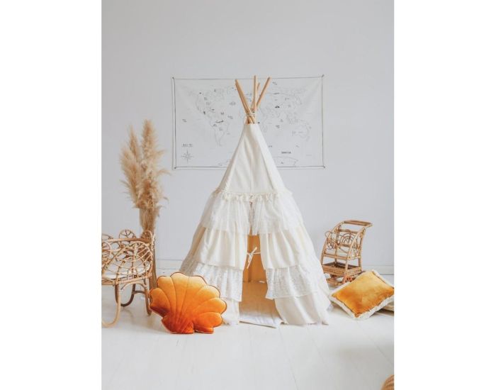 MOI MILI Tente Tipi avec Volants - Blanc Chic (1)