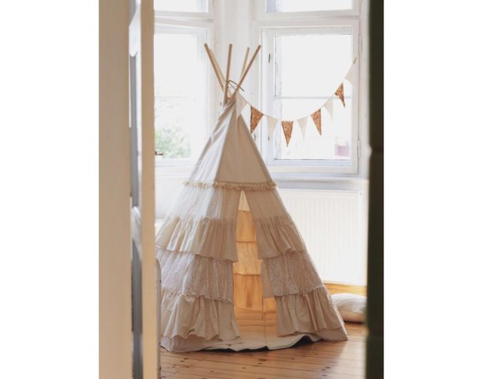 MOI MILI Tente Tipi avec Volants - Blanc Chic (5)