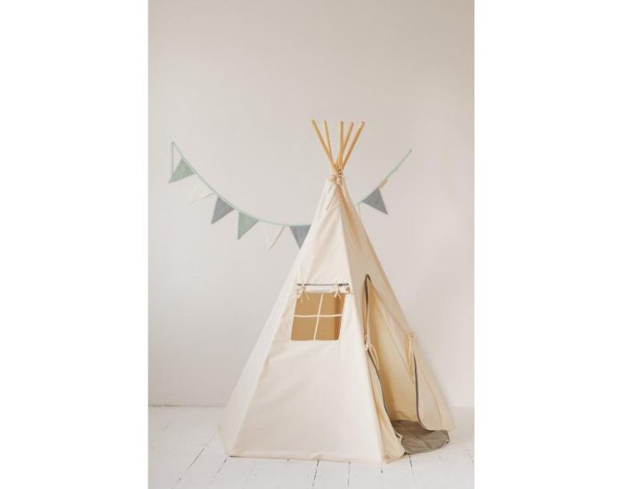 MOI MILI Tente Tipi avec Pompoms - Beige Gris (2)