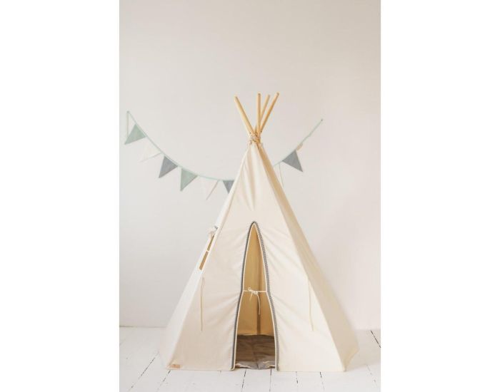 MOI MILI Tente Tipi avec Pompoms - Beige Gris (3)