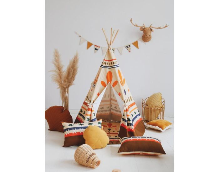 MOI MILI Tente Tipi avec Tapis Native Vibe - Beige, Marron, Orange, Blue (3)