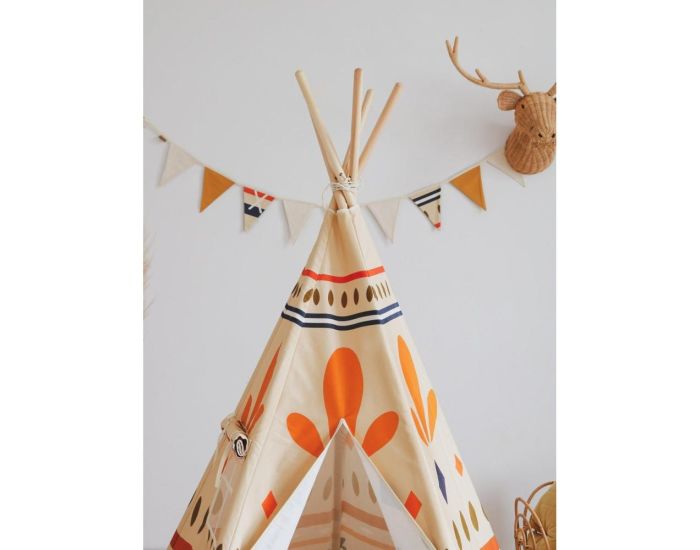 MOI MILI Tente Tipi avec Tapis Native Vibe - Beige, Marron, Orange, Blue (5)