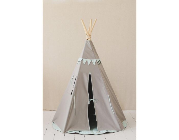 MOI MILI Tente Tipi avec Guirlande et Tapis - Mint Love - Gris Vert Clair (4)