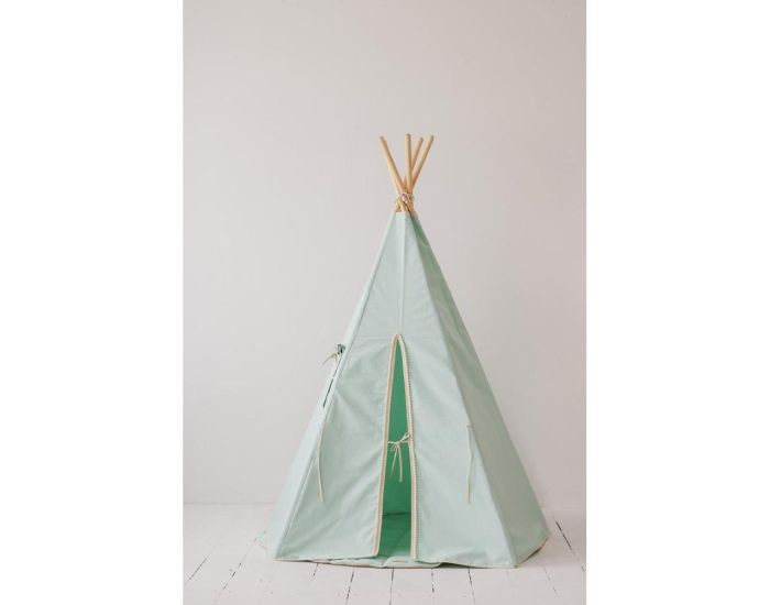 MOI MILI Tente Tipi avec Pompoms et Tapis - Vert Menthe (2)