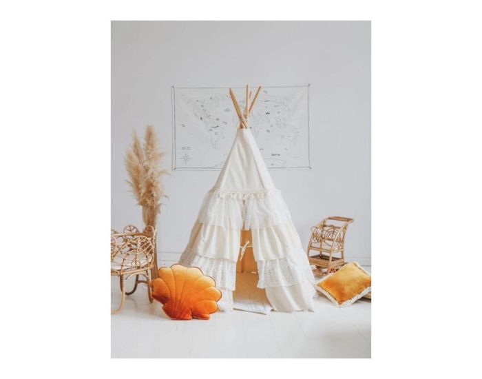 MOI MILI Tente Tipi avec Volants Shabby Chic - Beige, Blanc (2)