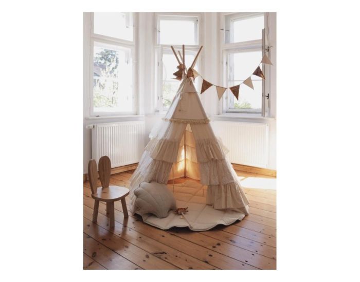 MOI MILI Tente Tipi avec Volants Shabby Chic - Beige, Blanc (3)