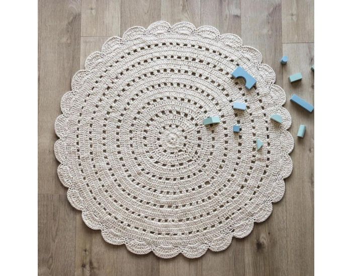 NATTIOT Tapis Coton Crochet - Alma - Ecru -  150 cm (1)