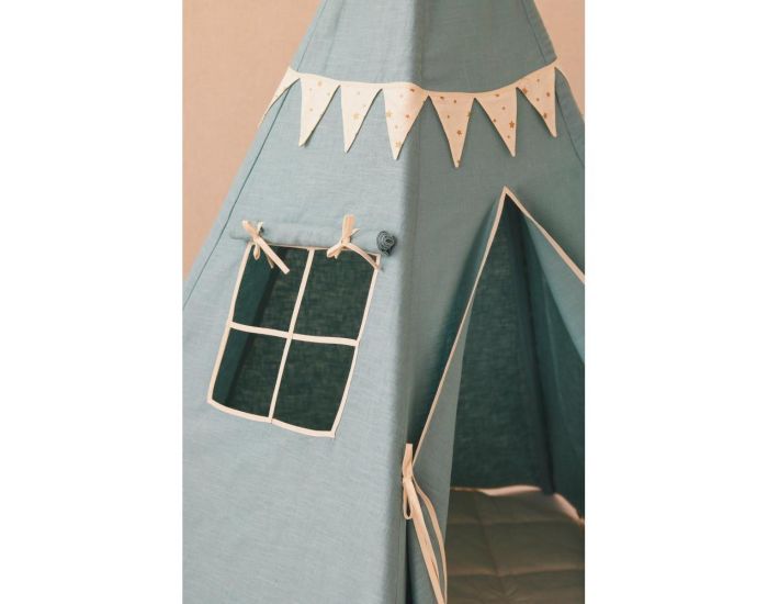 MOI MILI Tente Tipi avec Guirlande et Tapis - Gold Star - Bleu, Gris (1)