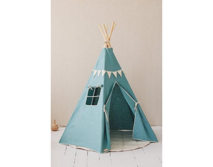 MOI MILI Tente Tipi avec Guirlande et Tapis - Gold Star - Bleu, Gris (2)