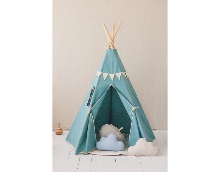 MOI MILI Tente Tipi avec Guirlande et Tapis - Gold Star - Bleu, Gris (3)