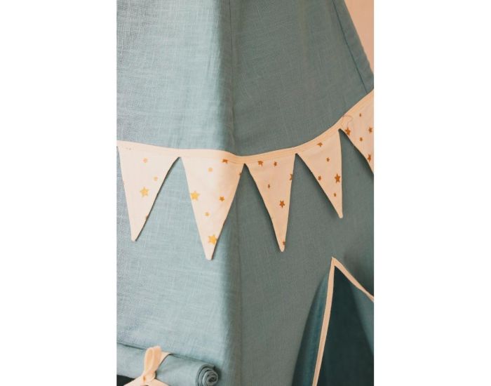 MOI MILI Tente Tipi avec Guirlande et Tapis - Gold Star - Bleu, Gris (4)