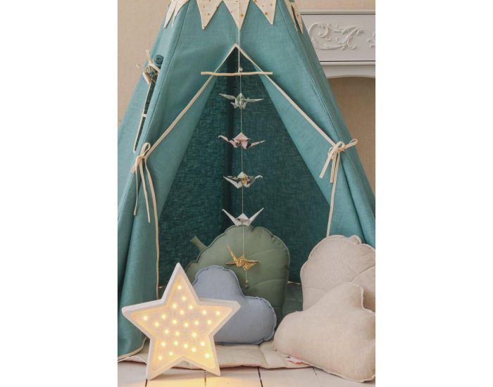 MOI MILI Tente Tipi avec Guirlande et Tapis - Gold Star - Bleu, Gris (6)