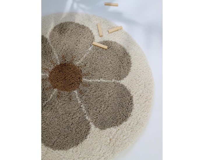 NATTIOT Tapis Rond Enfant - Bohemian Daisy - Taupe -  120 cm (2)