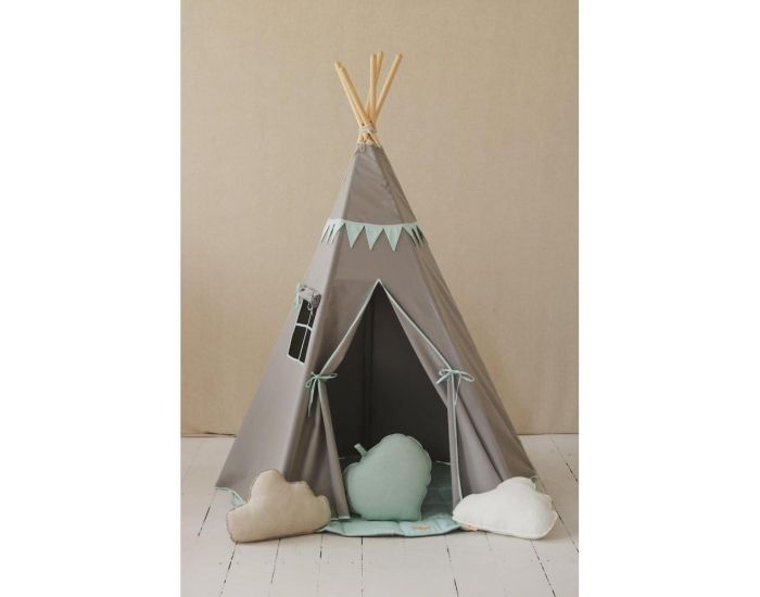 MOI MILI Tente Tipi avec Guirlande - Vert Menthe (3)