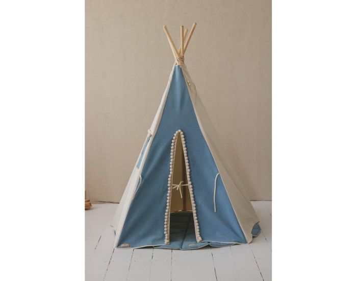 MOI MILI Tente Tipi avec Pompoms - Bleu Jean (5)