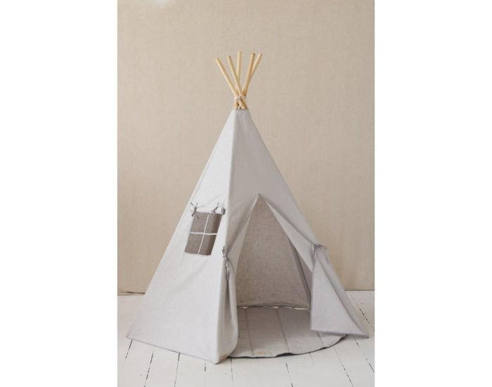 MOI MILI Tente Tipi Lin Naturel - Gris Pigeon (3)