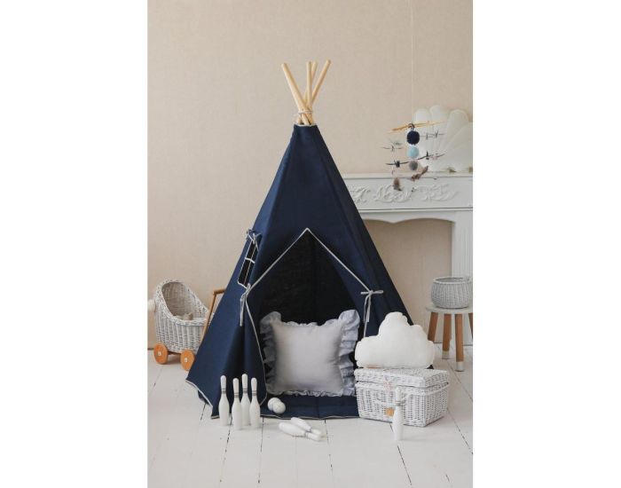 MOI MILI Tente Tipi avec Tapis - Bleu Marine (4)