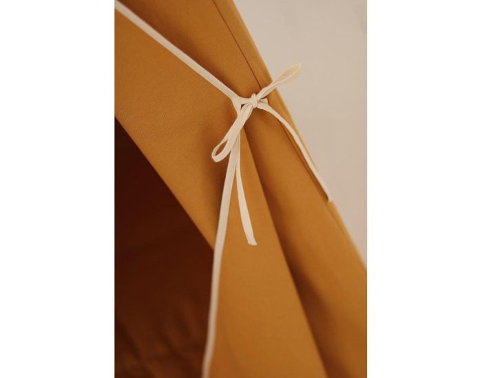 MOI MILI Tente Tipi avec Pompoms et Tapis - Orange Ocre (4)