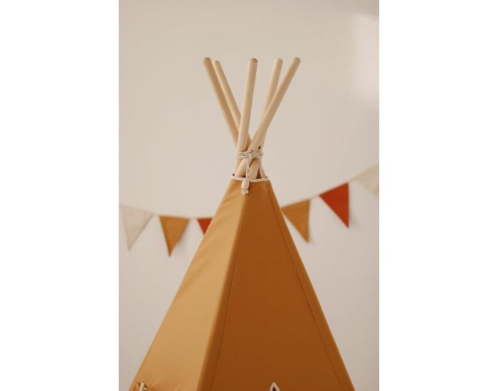 MOI MILI Tente Tipi avec Pompoms et Tapis - Orange Ocre (6)