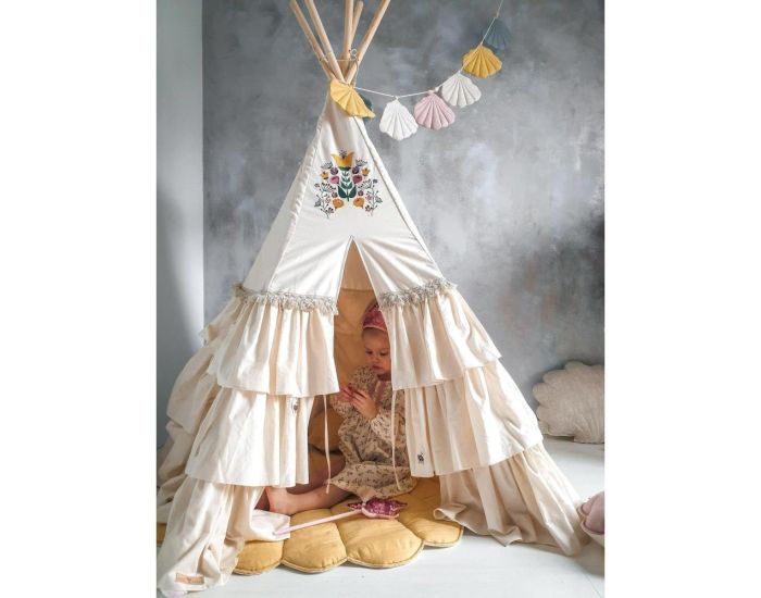 MOI MILI Tente Tipi avec Tapis Honey - Beige, Jaune (1)