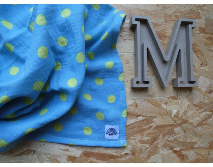 MOOMIE Lange Fond Bleu Pois Jaune - 60 x 60 cm (2)