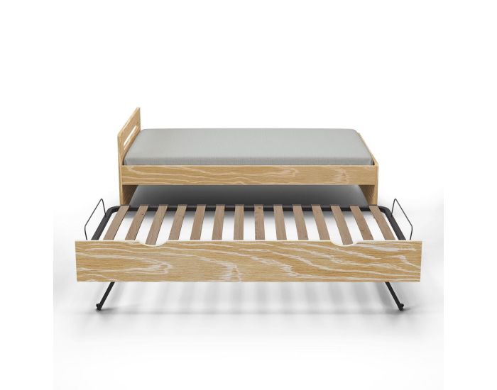 AKITEN RETAIL Pack Lit Gigogne avec Matelas - Leo - Bois (1)