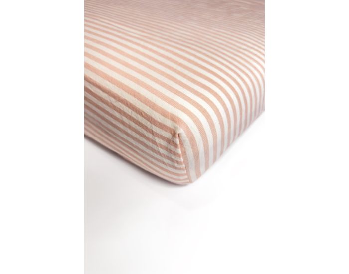 KADOLIS Drap Housse 1 Personne en Percale de Coton Bio - Ray - Peach (1)