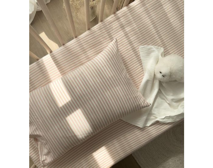 KADOLIS Drap Housse Bb en Percale de Coton Bio - Ray - Peach (2)