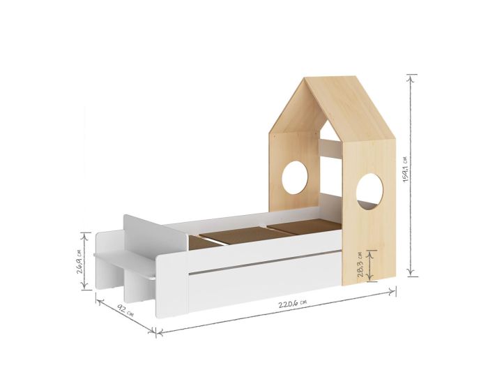 AKITEN RETAIL Pack Lit avec Tiroir - Sandro Blanc et bois (3)