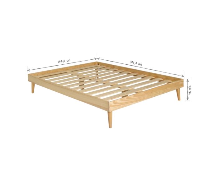 AKITEN RETAIL Pack Lit 2 Places avec Pieds et Matelas Darla - Bois Naturel (3)