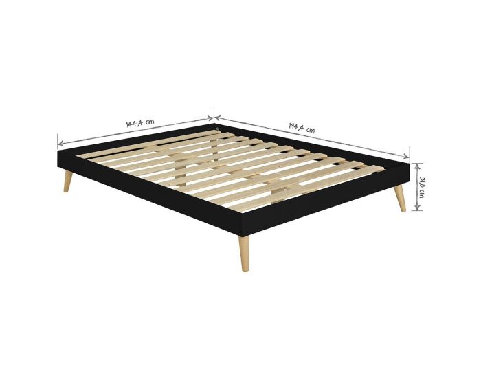 AKITEN RETAIL Pack Lit 2 Places avec Pieds et Matelas - Darla - Noir (3)