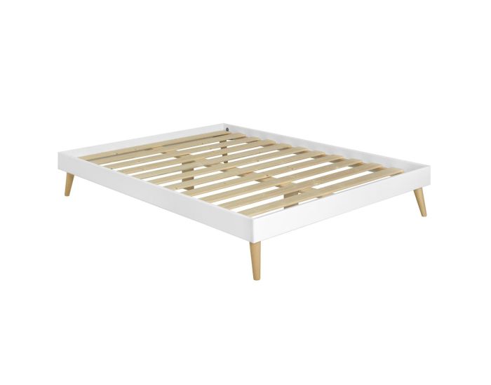 AKITEN RETAIL Pack Lit 2 Places avec Pieds et Matelas - Darla - Blanc (1)