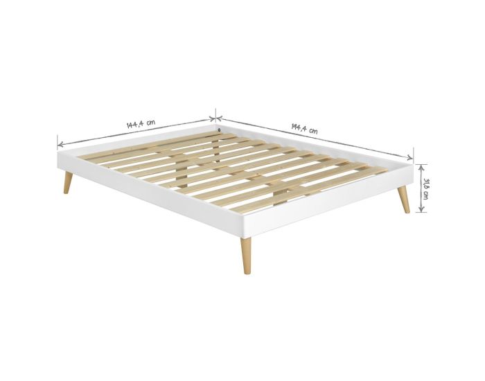 AKITEN RETAIL Pack Lit 2 Places avec Pieds et Matelas - Darla - Blanc (3)