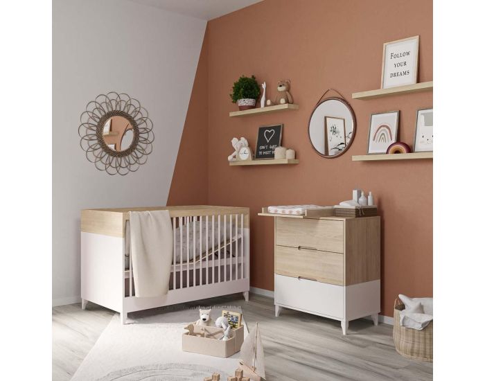 AKITEN RETAIL Mini Chambre Bb - Dixie Blanc et bois (2)