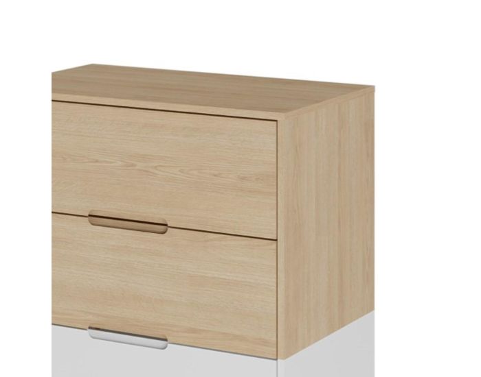 AKITEN RETAIL Commode 3 Tiroirs - Dixie Blanc et bois (1)