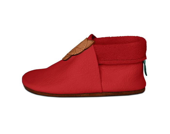 SEVIRA KIDS Chaussons Bb en Cuir Souple - CHATON - Rouge 18 - 19 (1)