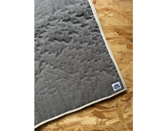 MOOMIE Couverture Raye en Gaze de Coton - Gris et Beige (1)