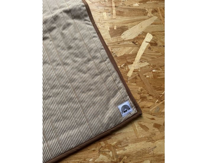 MOOMIE Couverture Raye en Gaze de Coton - Ocre et Beige (1)