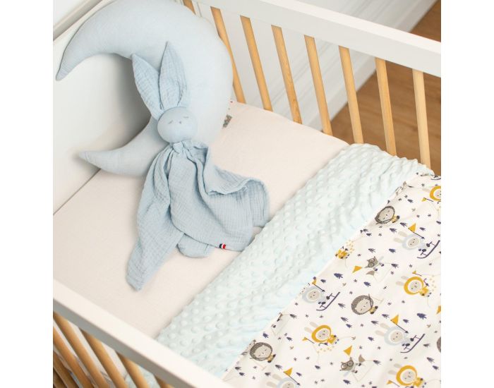 SEVIRA KIDS Couverture Rversible en Minky Eskimo - Bleu Face 1 : 100% coton, Face 2 : velours minky polyester (1)