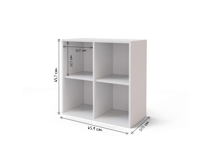 AKITEN RETAIL Meuble de Rangement - 4 Cases - Kenan Blanc (2)