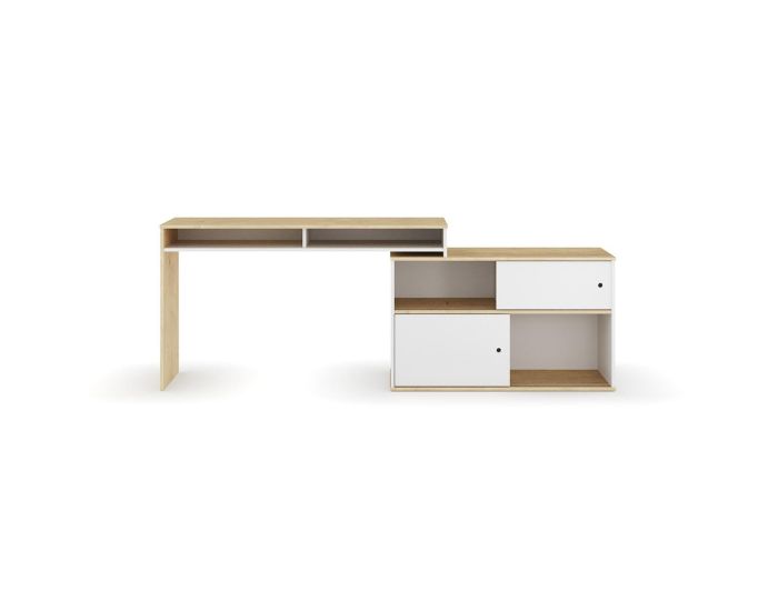 AKITEN RETAIL Bureau Modulable - Moon Blanc et bois (1)