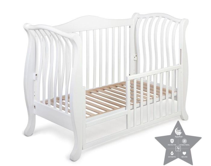 YAPPYKIDS Berceau Bb avec Sommier Rglable - YappyLa:Le Blanc - 120 x 60 cm (1)