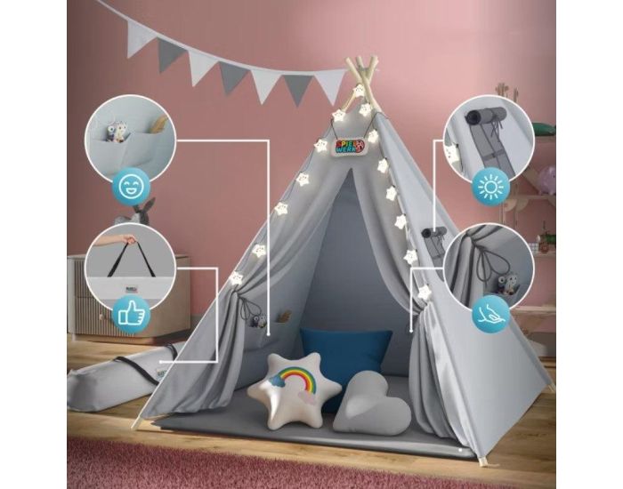 SPIELWERK Tipi pour enfant Crme 160x120x120cm (1)