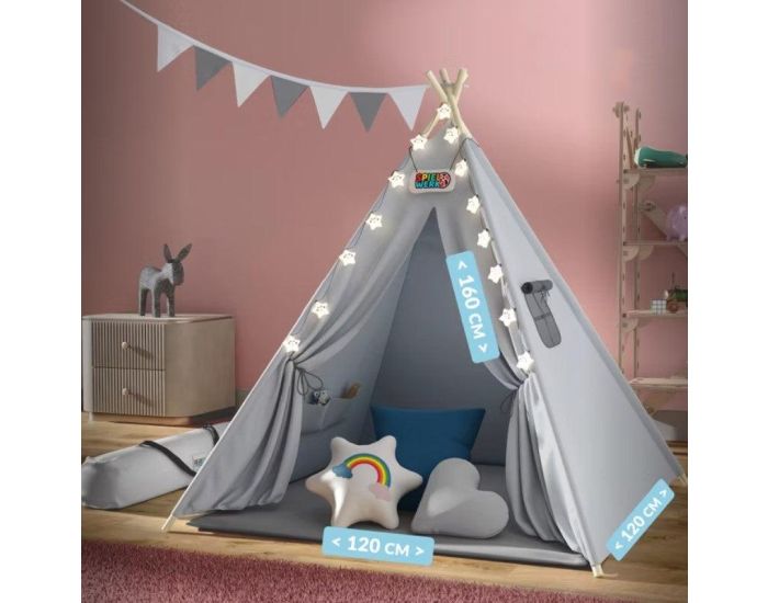 SPIELWERK Tipi pour enfant Crme 160x120x120cm (3)