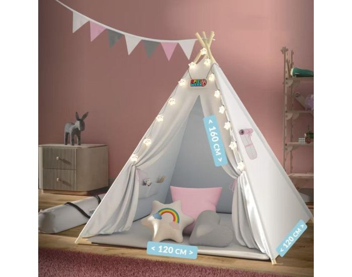 SPIELWERK Tipi pour enfant Crme 160x120x120cm (1)