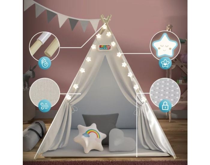 SPIELWERK Tipi pour Enfant - Crme - 160 x 120 x 120 cm (2)