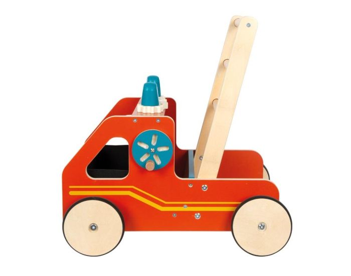 SMALL FOOT COMPANY Chariot de Marche en Bois - Pompiers - Ds 12 mois  (2)