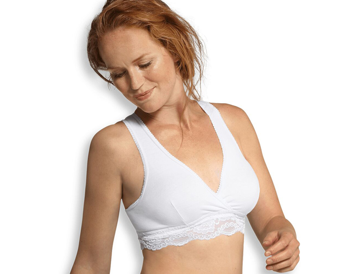 CARRIWELL Brassière d'Allaitement Cache-Coeur en Coton Bio - Blanche