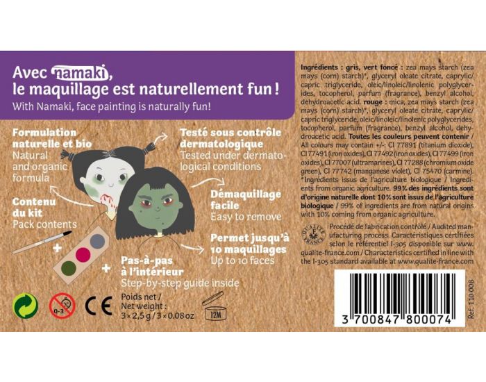 NAMAKI Kit maquillage bio 3 couleurs - Sorci�re et Zombie (3)